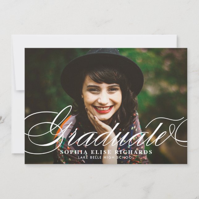 Convite de Formatura com Foto em Grafia Elegante (Frente)