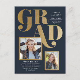 Convite de Formatura com Foto em Ouro Moderno