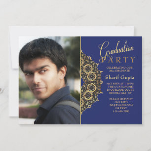 Convite de Formatura com Foto em Suporte Dourado