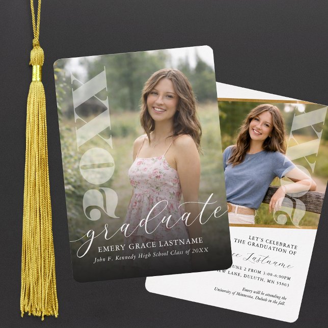 Convite de Formatura com Foto Moderna (Modern Photo Graduation Invitation)