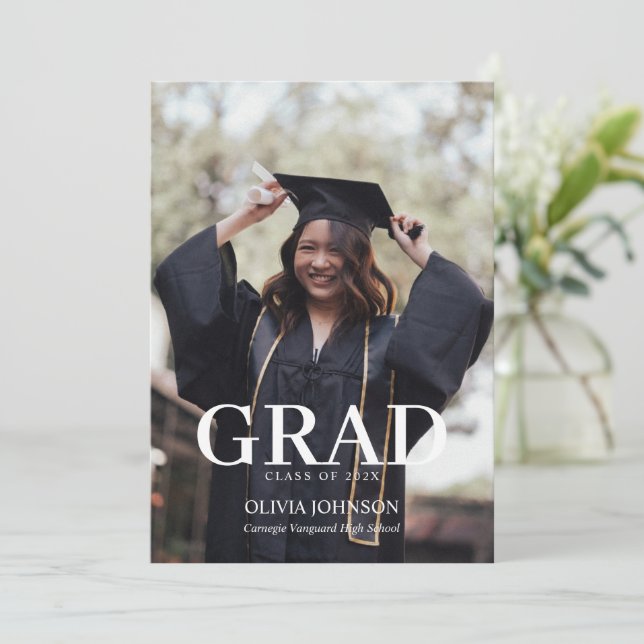 Convite de Formatura com Foto Moderna Minimalista  (Em pé/Frente)