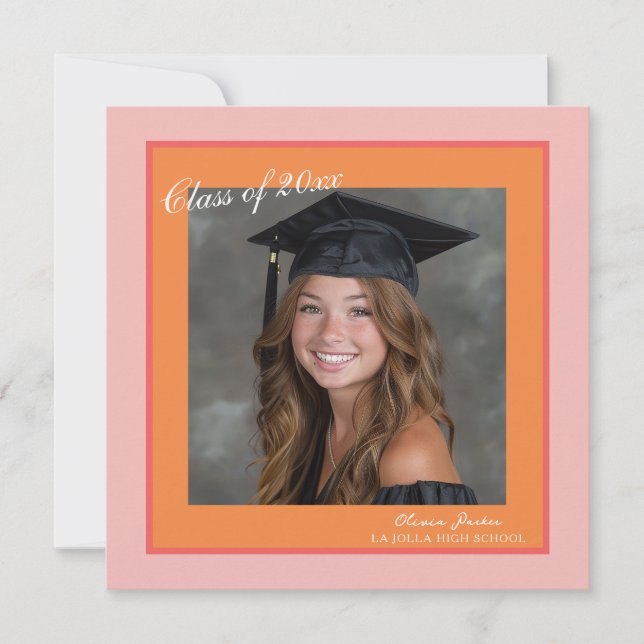 Convite de Formatura com Foto Moderna Quadrada (Frente)