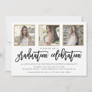 Convite de Formatura com Foto Moderno Preto e Do