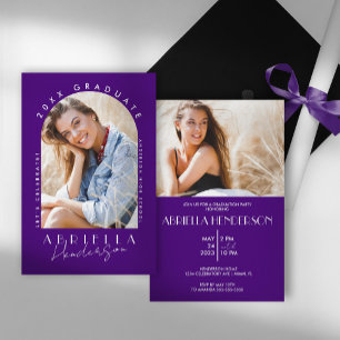 Convite de Formatura com Foto Moderno Roxo