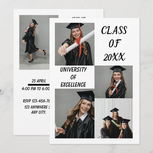 Convite de Formatura com Foto na Moda 2026 (Frente/Verso)