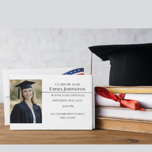 Convite de Formatura com Foto Patriótica Moderna