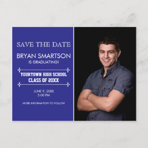 Convite de Formatura com Foto Personalizada Azul S