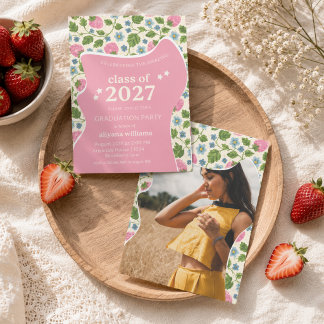 Convite de Formatura com Foto Personalizada Floral