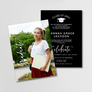 Convite de Formatura com Foto Preto e Branco e Let