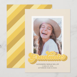 Convite de Formatura com Foto 'Retro Vibes (Amarel