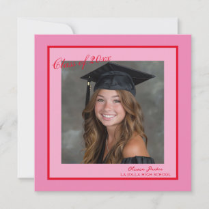 Convite de Formatura com Foto Rosa Vibrante