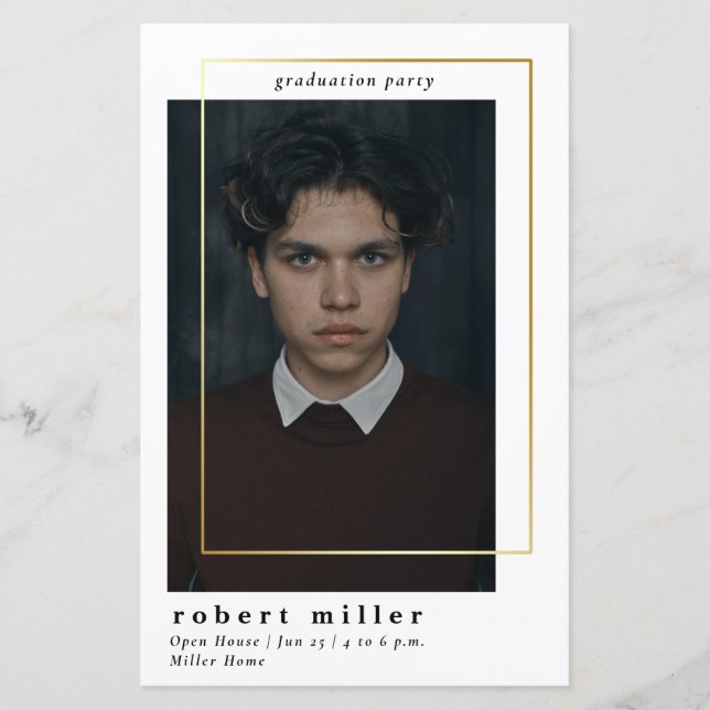 Convite de Formatura com Foto Simples Moderno Econ (Frente)