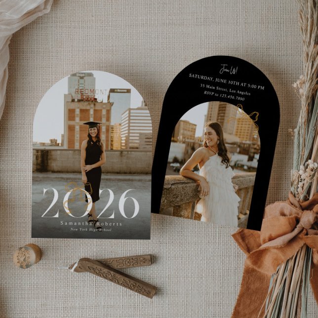 Convite de Formatura com Laço Coquette Preto e Bra (Criador carregado)