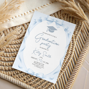 Convite de Formatura com Laço de Fita Azul