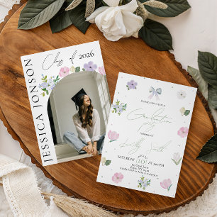 Convite de Formatura com Laço e Florais Coquette