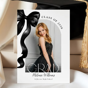 Convite de Formatura com Laço Preto Elegante