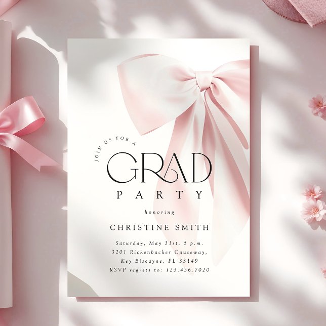 Convite de Formatura com Laço Rosa Bege (Criador carregado)