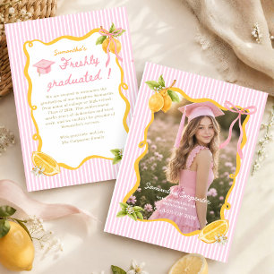 Convite de Formatura com Laço Rosa Limão