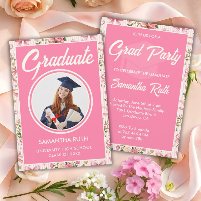 Convite de Formatura com Laços e Fitas Listrados R (Criador carregado)