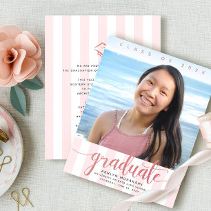 Convite de formatura com letras em brilho rosa orç