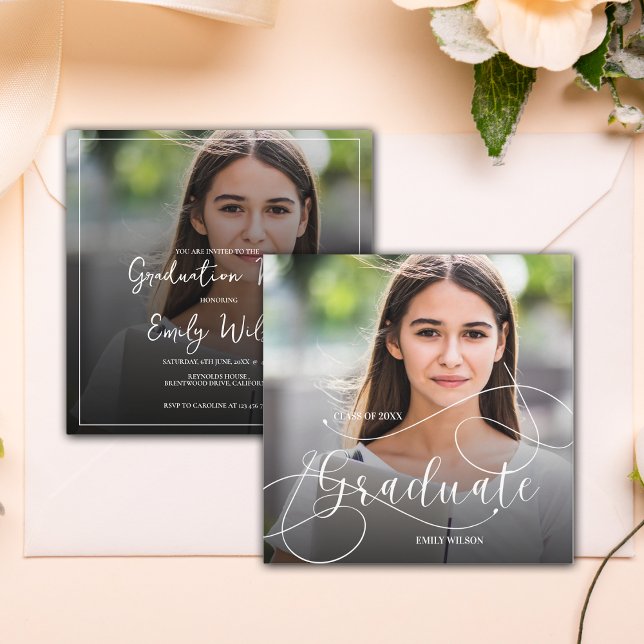 Convite de Formatura com Mini Foto da Turma de 202 (Class of 2025 Mini Photo Graduation Invitation)