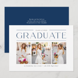 Convite de Formatura com Tipografia Moderna Azul e