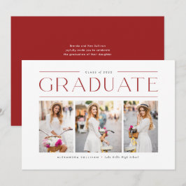 Convite de Formatura com Tipografia Moderna Vermel