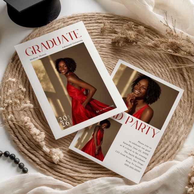 Convite de Formatura com Tipografia Vermelha Edito (Criador carregado)