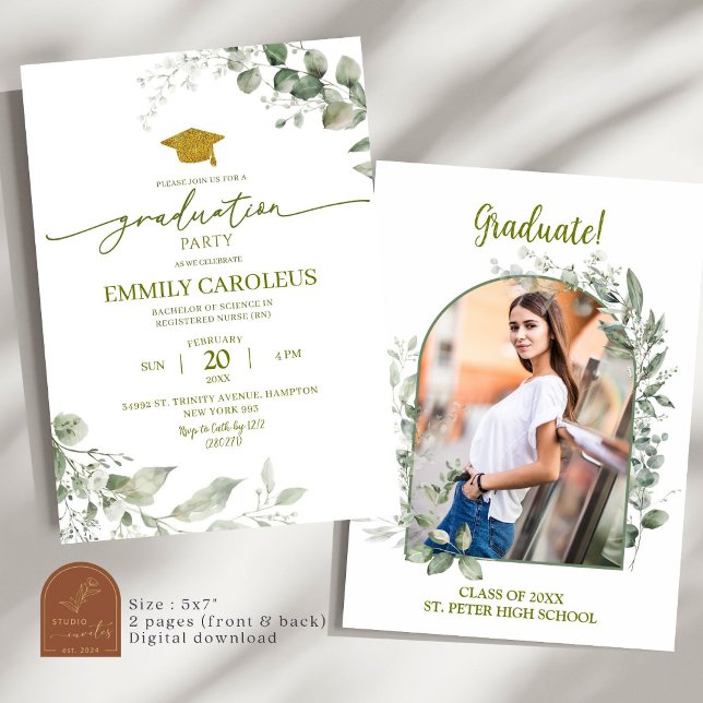 Convite de Formatura com Verde com Foto (Criador carregado)