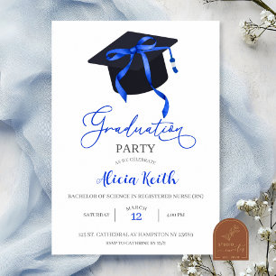 Convite de Formatura Coquette Azul Real,