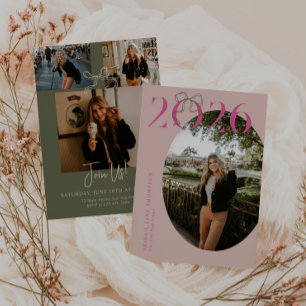 Convite de Formatura Coquette Laço Rosa Verde 2026