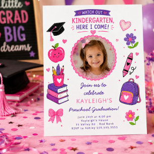 Convite de Formatura da Educação Infantil Rosa