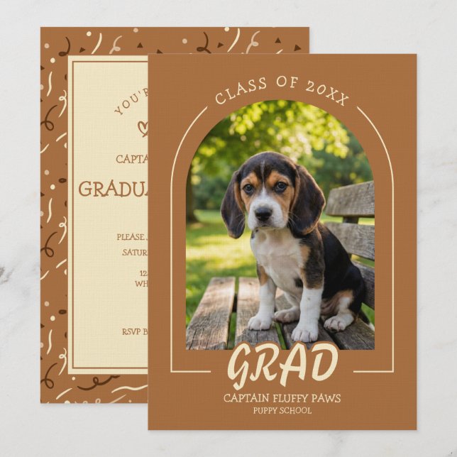 Convite de Formatura de Cachorro Foto de Animal de (Frente/Verso)