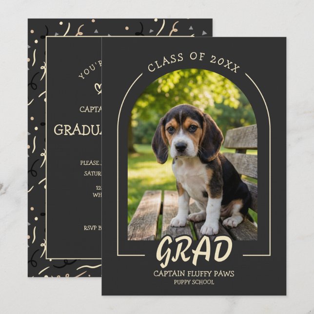 Convite de Formatura de Cachorro Foto do Pet Ardós (Frente/Verso)