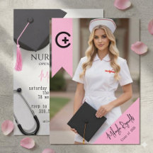 Convite de Formatura de Enfermagem Rosa Cartão de