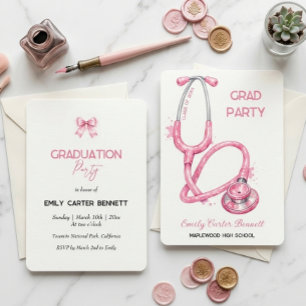 Convite de Formatura de Enfermeira Médico com Este