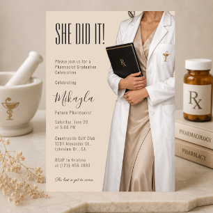 Convite de Formatura de Farmacêutico Elegante