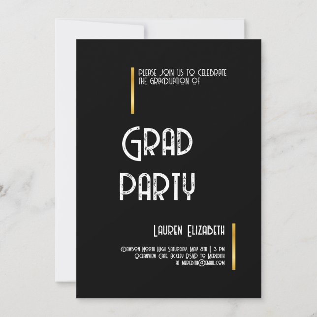 Convite de Formatura de Foto de Caligrafia Moderna (Verso)