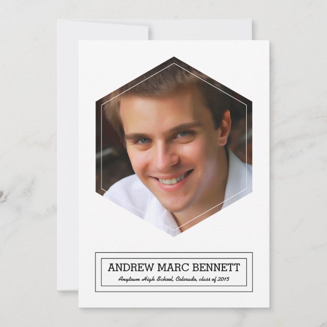 Convite de Formatura de Foto de Hexágono Moderno 1 (Frente)