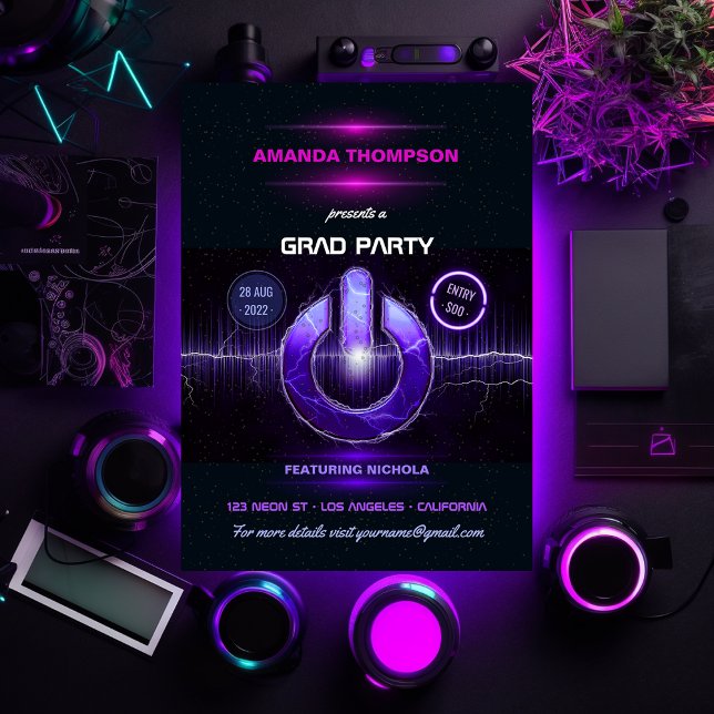 Convite de formatura de música de DJ Neon (Criador carregado)