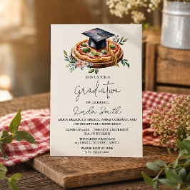 Convite de Formatura de Pizza Floral Elegante