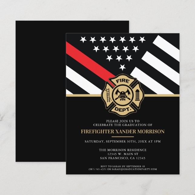 Convite de Formatura do Bombeiro com Orçamento (Frente/Verso)