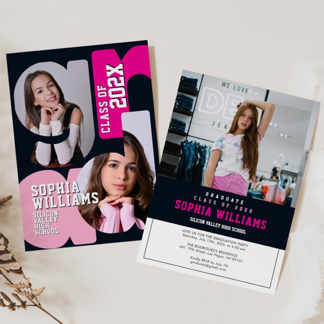 Convite de Formatura do Ensino Médio Feminino (Criador carregado)