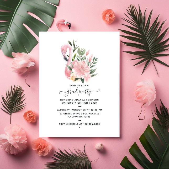 Convite de Formatura do Flamingo Rosa Tropical (Criador carregado)
