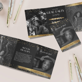 Convite de Formatura Dourado Elegante e Divertido