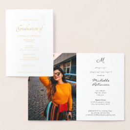 Convite de Formatura e Festa com Foto e Folha de O