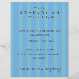 Convite de Formatura Editable Cabana Stripe
