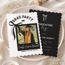 Convite de Formatura Elegante Coquette Preto e Bra