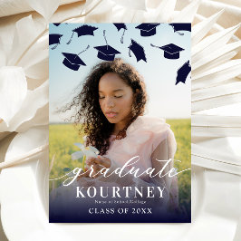 Convite de Formatura em Foto Azul Marinho Elegante
