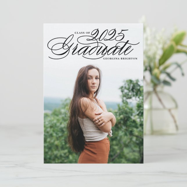 Convite de formatura em foto Elegant Script 2018 I (Em pé/Frente)